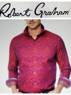Robert Graham Men's Red & Purple Floral-Pattern Dress Shirt